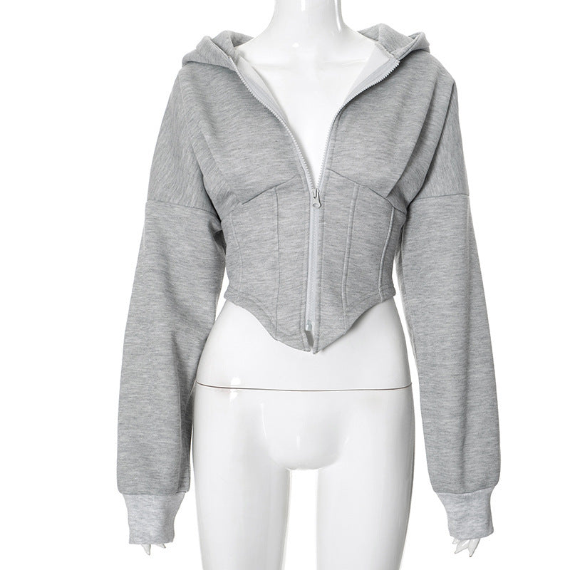 Reißverschluss Hoodie Cardigan Y2K Ins Fashion Street Langarm Korsett Jacke Damen Kleidung