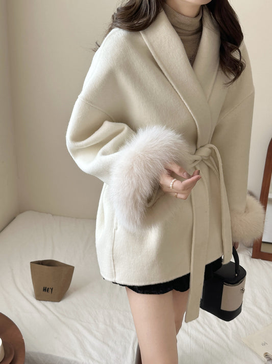 Elegant Belted Fur Coat