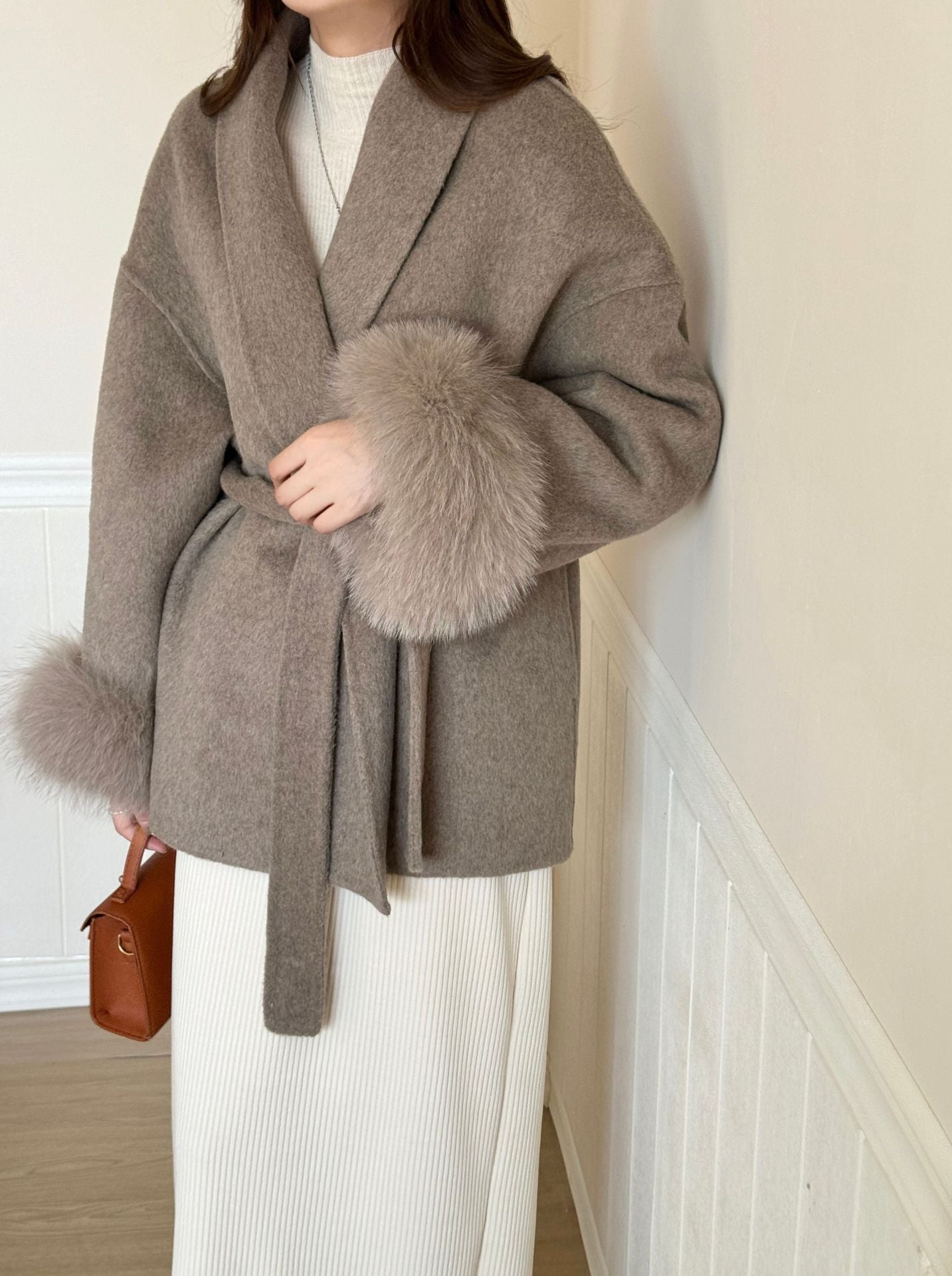 Elegant Belted Fur Coat