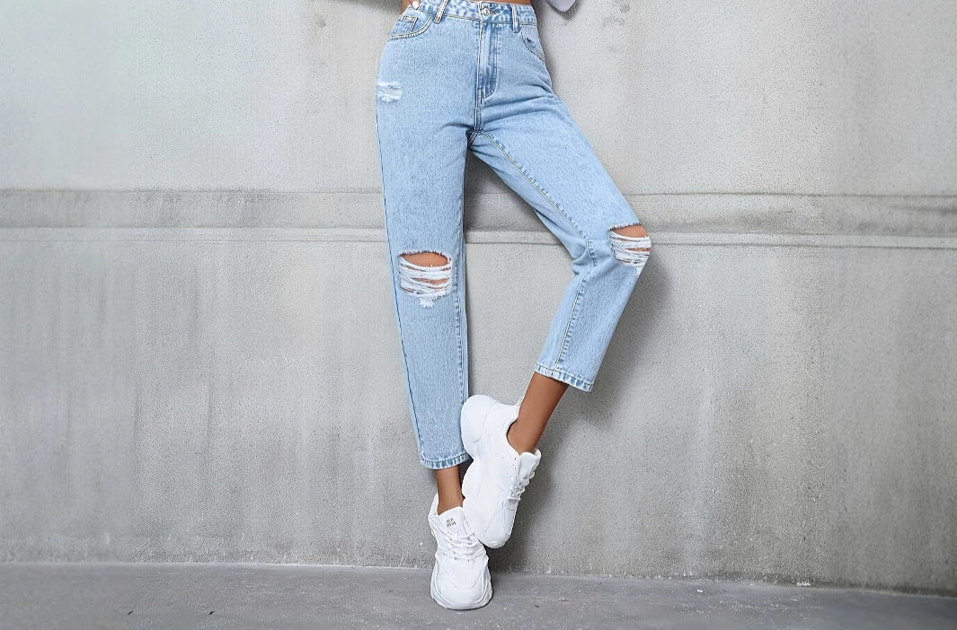 Trendy Distressed Mom Jeans