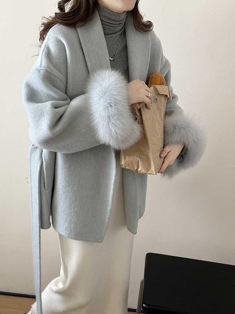 Elegant Belted Fur Coat